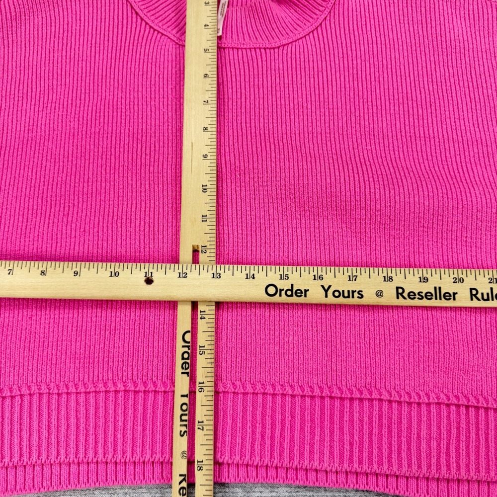 Free People Hot Pink Ribbed Knit Crop Sweater Mock Neck Boxy Mens M - Picture 6 of 16